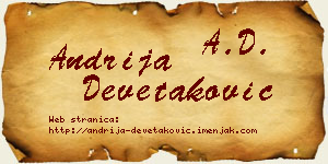 Andrija Devetaković vizit kartica